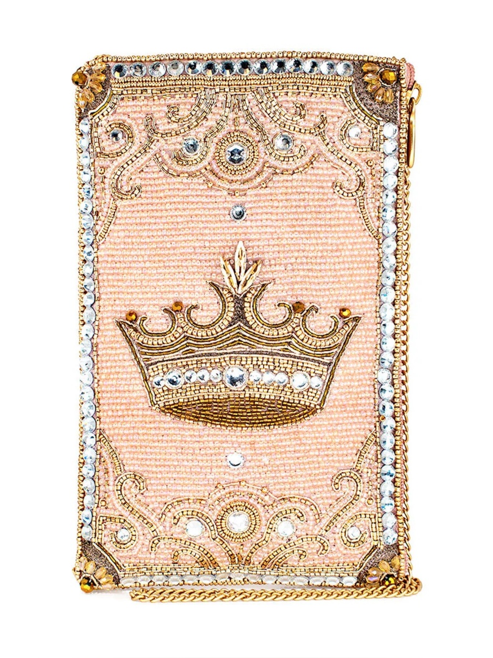 Mary Frances Pink Beaded Crowned Jewel Crossbody Bag